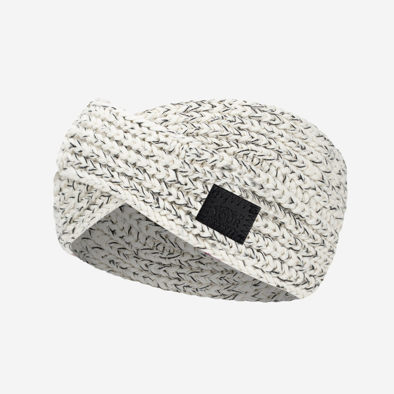 Black Speckled Criss-Cross Headband (Black Leather Patch)