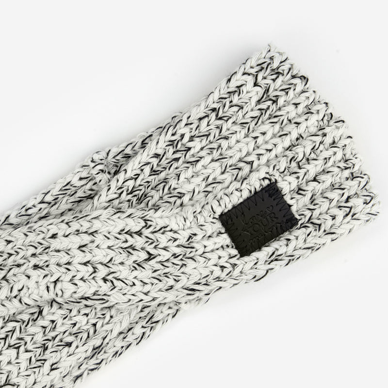 Black Speckled Criss-Cross Headband (Black Leather Patch)
