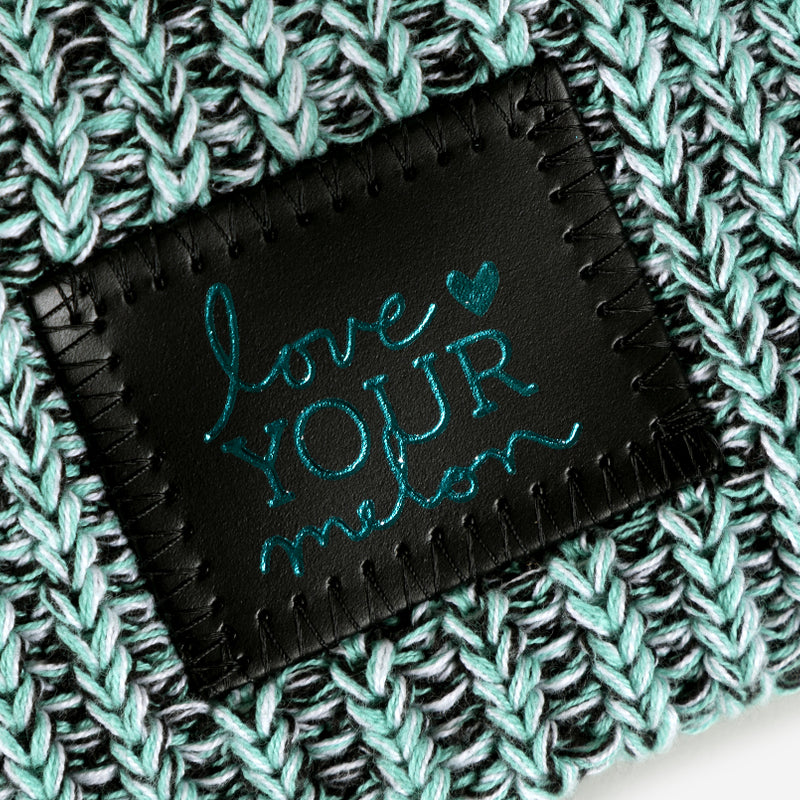 Mint Chip Beanie (Black Leather Patch)