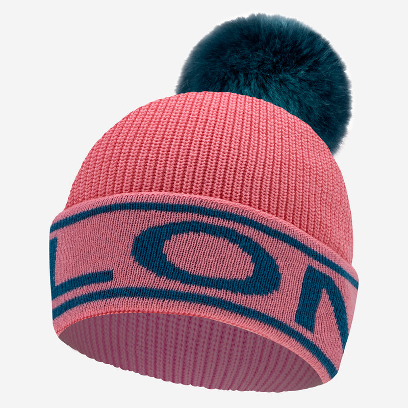 Pink and Teal 'Melon' Pom Beanie