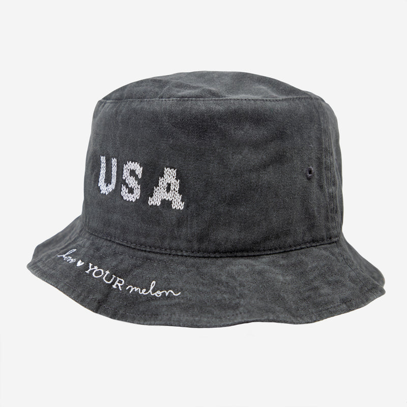 Charcoal USA Knit Print Bucket Hat