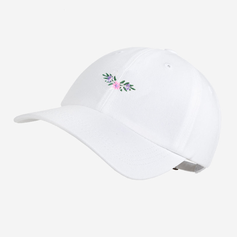 White Floral Logo Cap