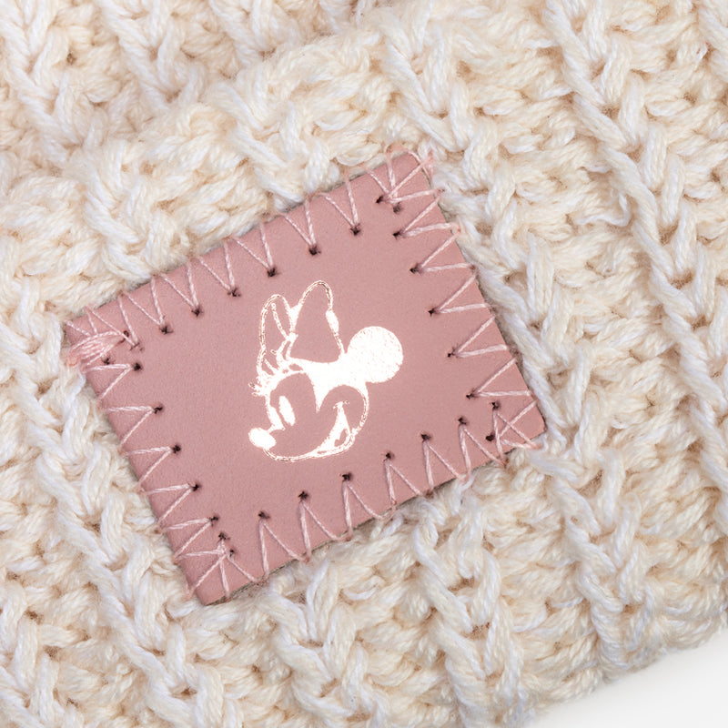 Minnie Mouse Baby White Speckled Double Pom Beanie