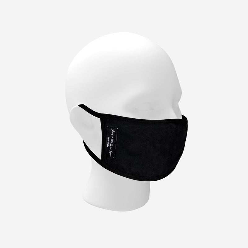 Adult Reusable Black 3 Layer Jersey Cotton Face Mask