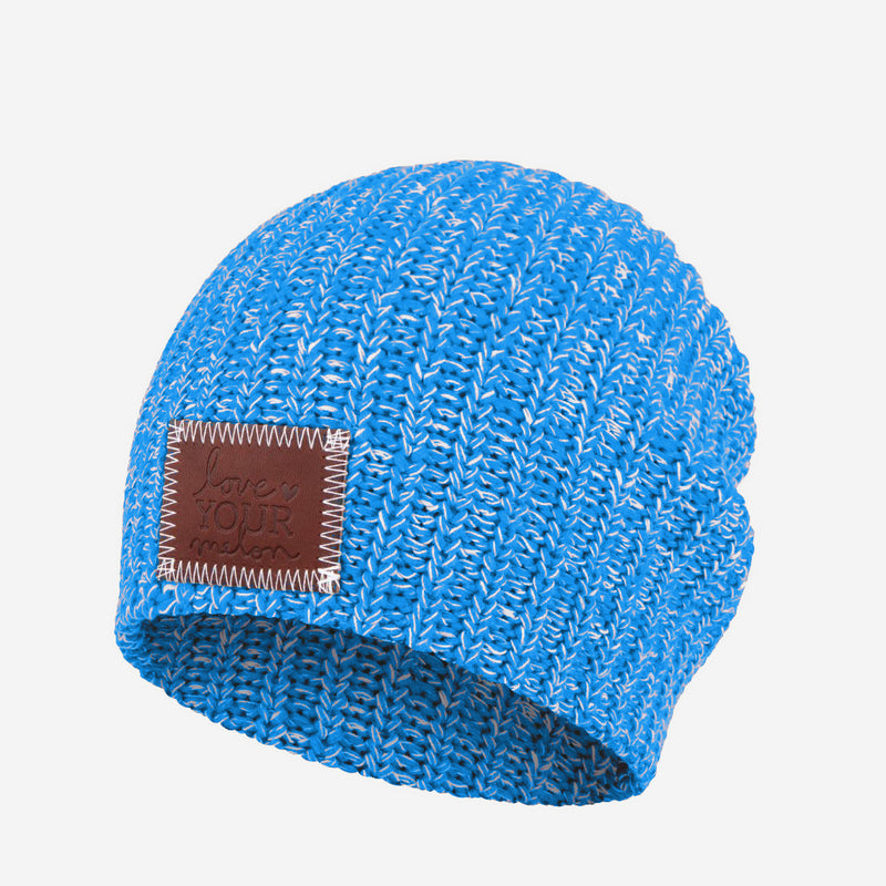 Bright Blue and White Speckled Beanie