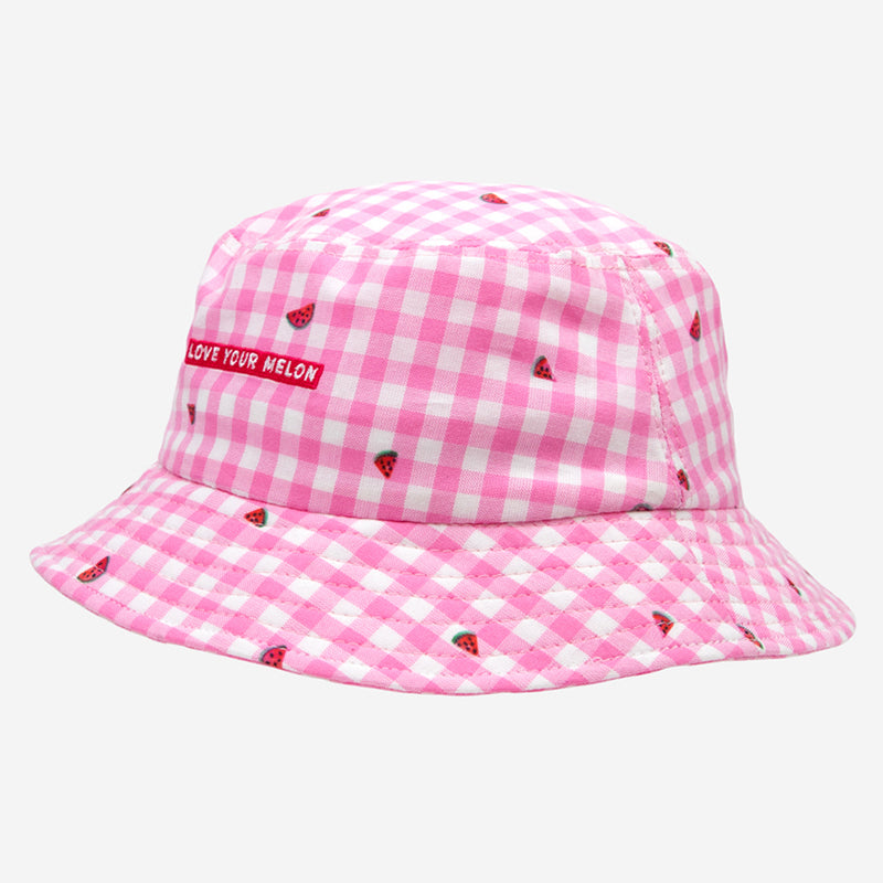 Pink Gingham Melon Bucket Hat