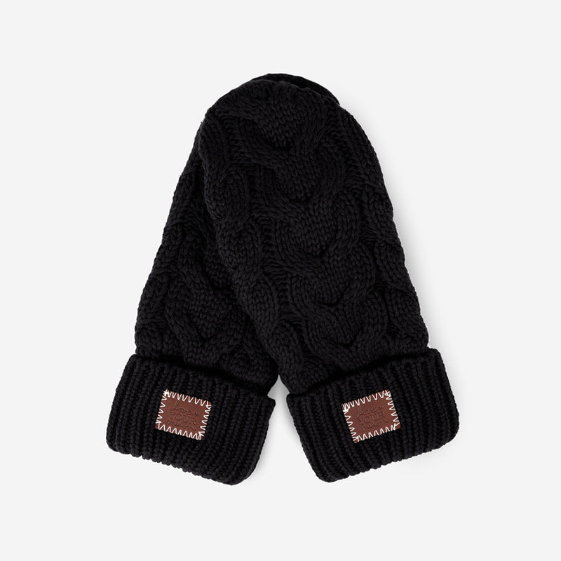 Black Cable Knit Mittens
