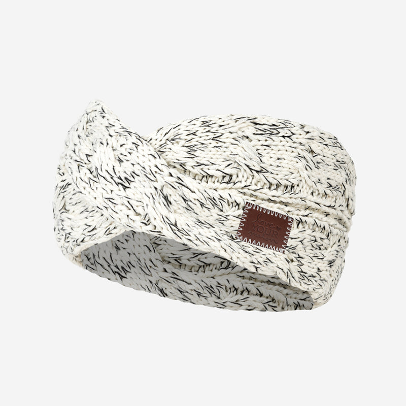 Black Speckled Cable Knit Criss-Cross Headband