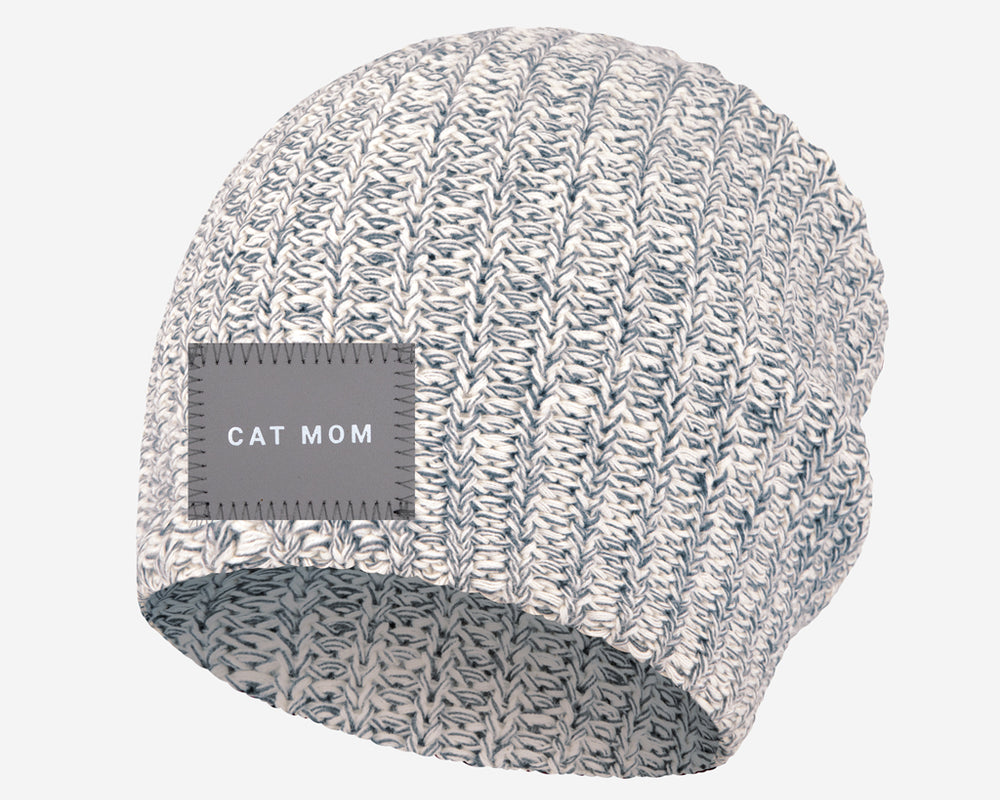 Cat Mom Gray Speckled Beanie