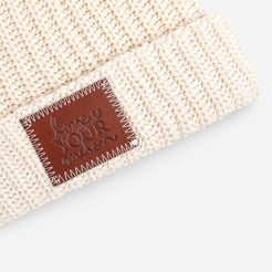 White Speckled Leather Patched Cuffed Beanie-Beanie-Love Your Melon