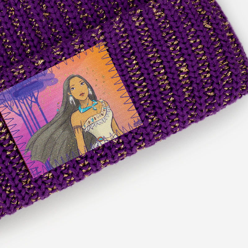 Pocahontas Purple Metallic Gold Yarn Kids Pom Beanie