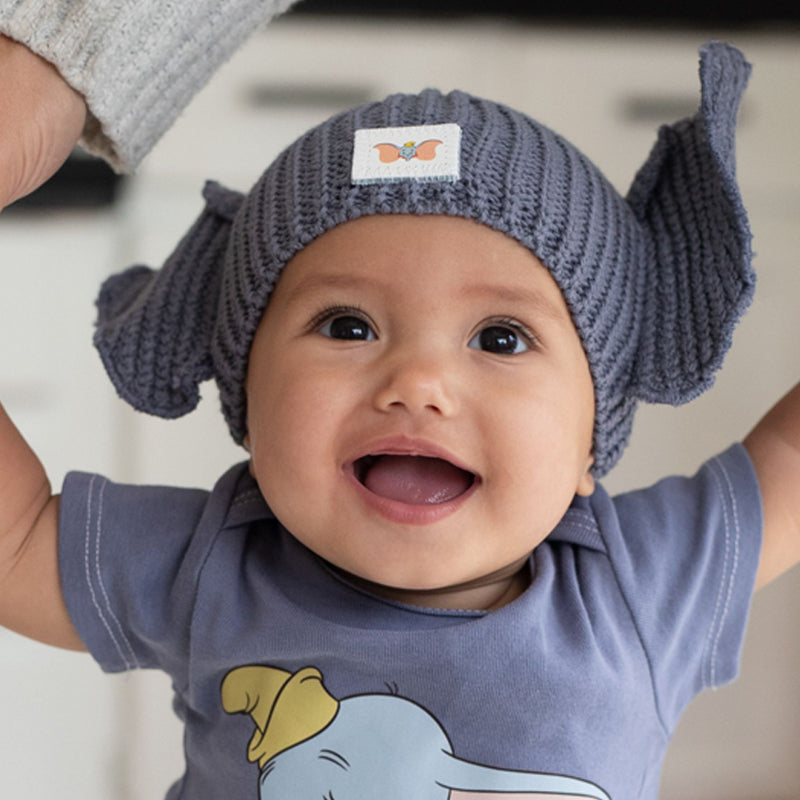 Dumbo Light Charcoal Baby Beanie with Ears