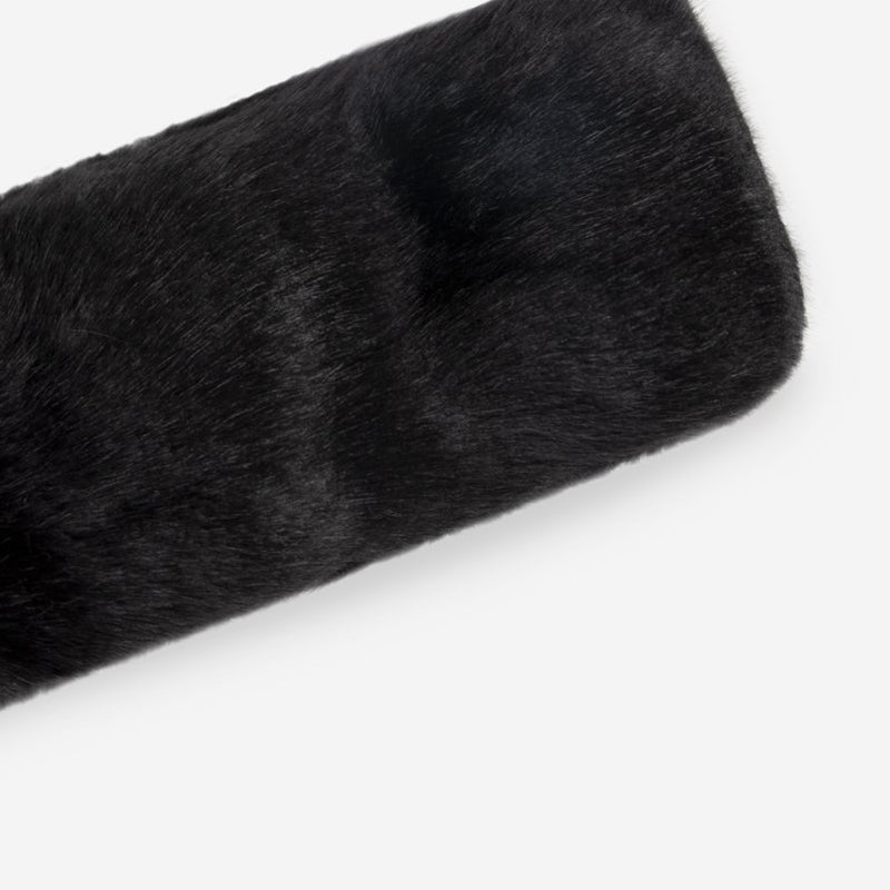 Faux Fur Headband in Black with Fleece Lining