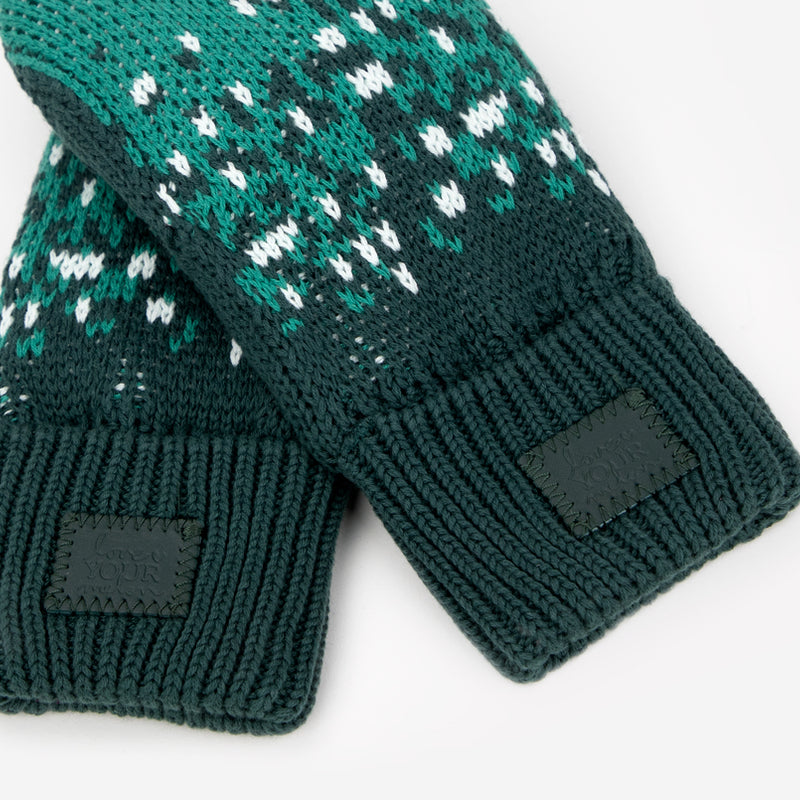 Hunter, Biscay Bay, and Seafoam Fair Isle Mittens