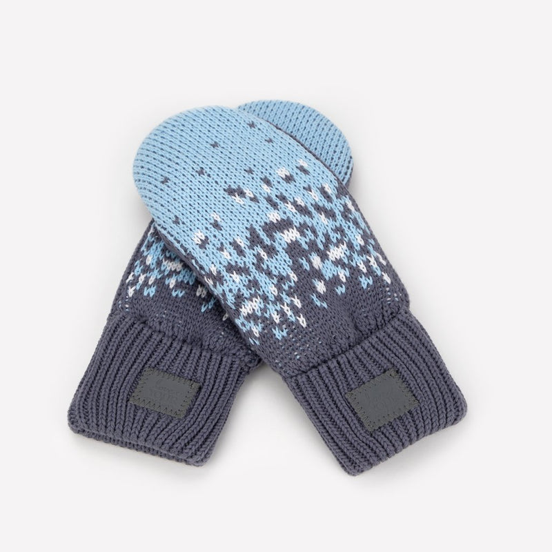 Light Charcoal, Light Blue, and White Fair Isle Mittens