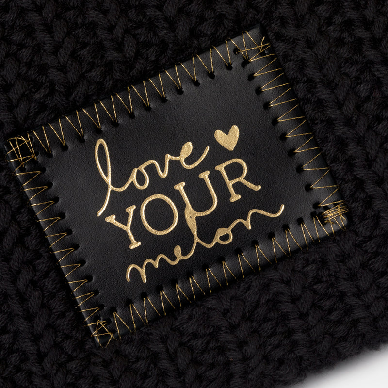 Black Gold Foil and Stitching Beanie