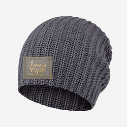 Light Charcoal Gold Foil and Stitching Beanie