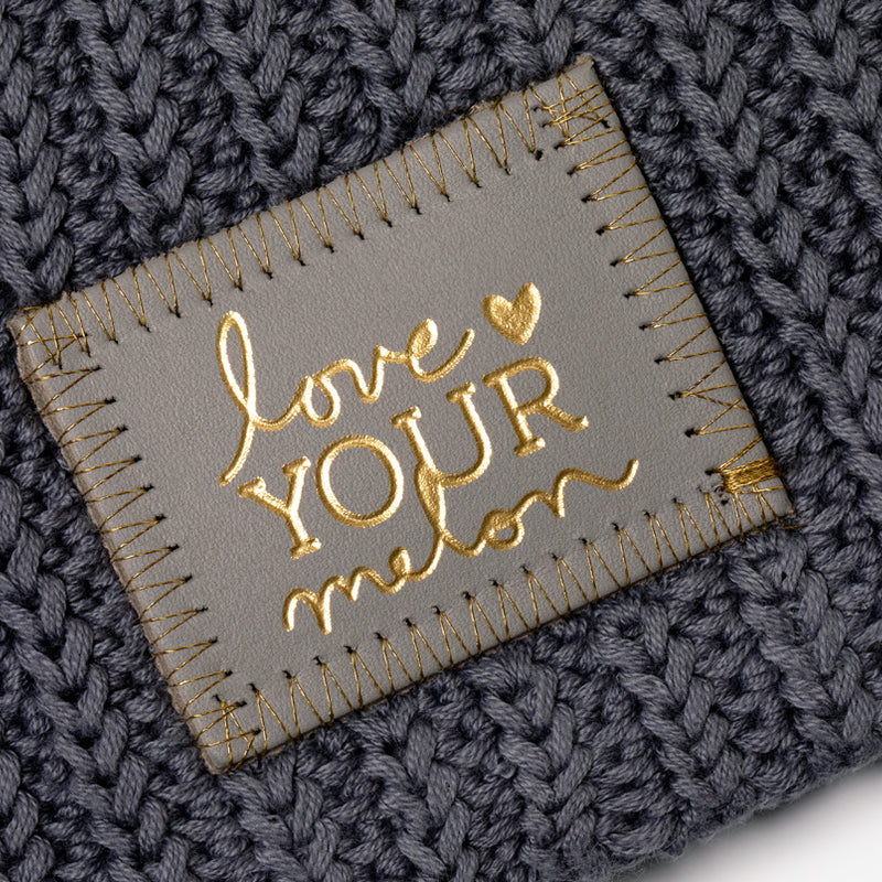 Light Charcoal Gold Foil and Stitching Beanie