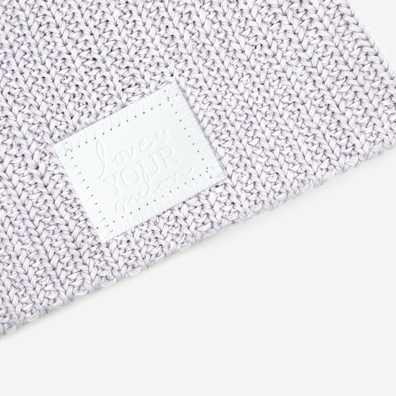 Frosty Speckled Beanie (White Leather Patch)