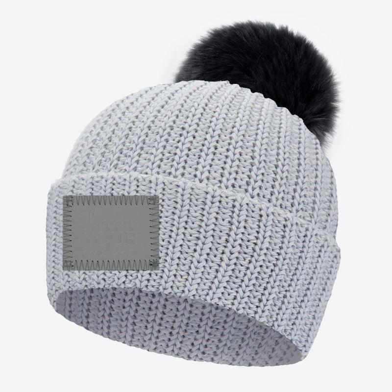 High Rise and Natural Speckled Pom Beanie