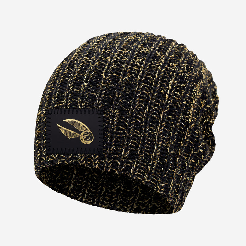 Harry Potter Golden Snitch Black and Metallic Gold Yarn Beanie