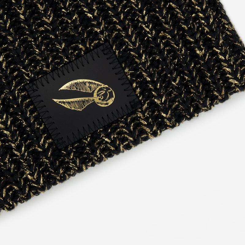 Harry Potter Golden Snitch Black and Metallic Gold Yarn Beanie