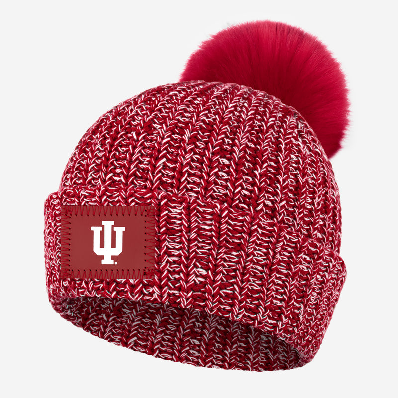 Indiana Hoosiers Crimson and White Speckled Pom Beanie
