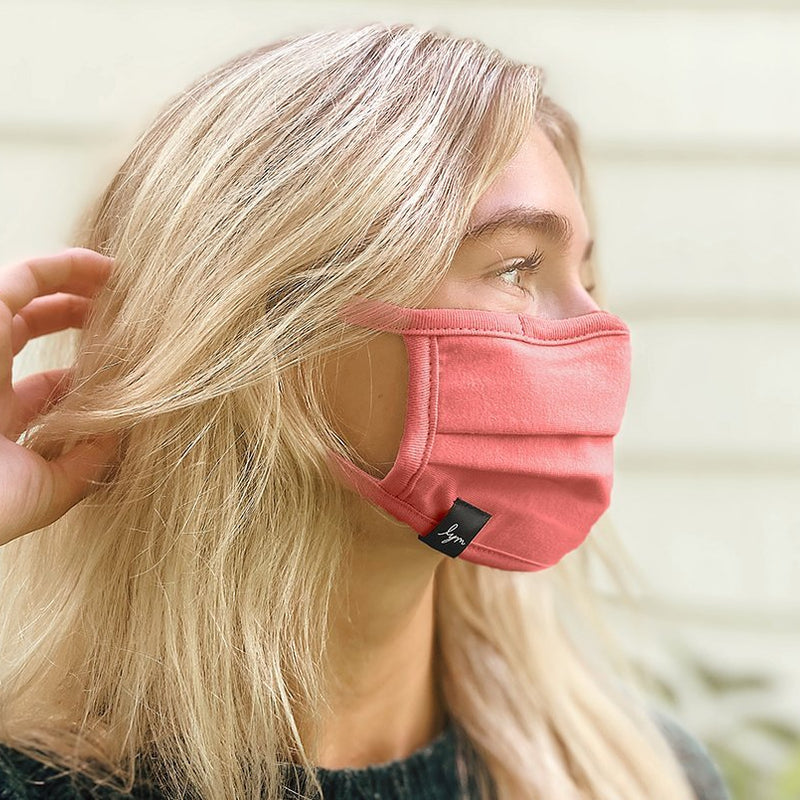 Adult Dusty Rose Pleated Cotton Face Mask with Nose Piece