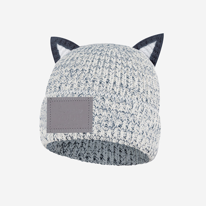 Cat Kids Gray Speckled Lightweight Beanie with Ears
