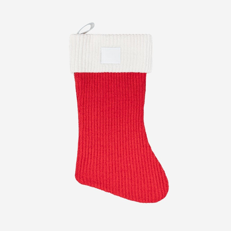 Red and White Color Blocked Knit Stocking