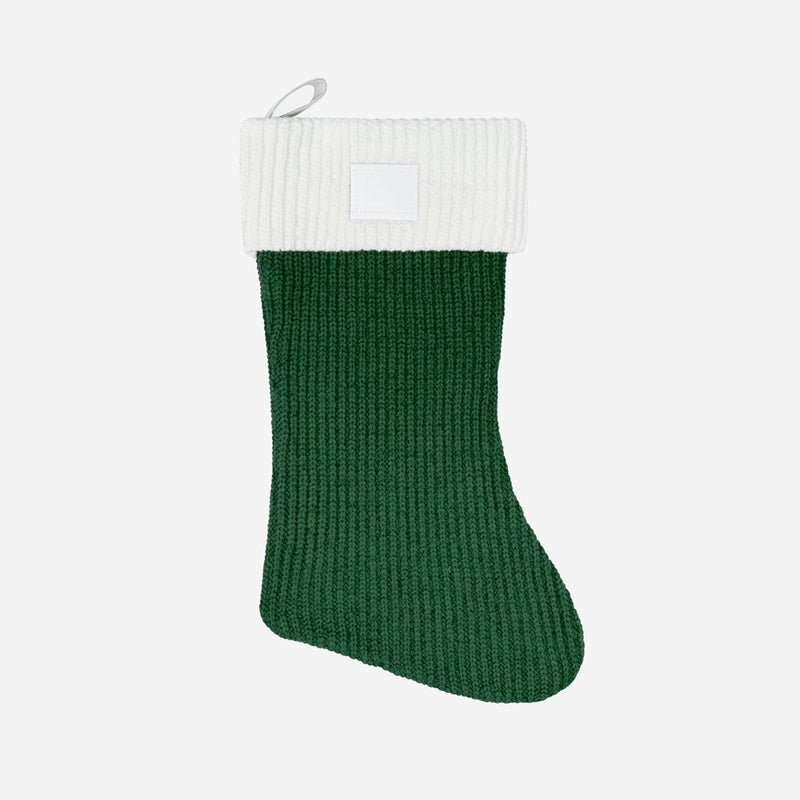 Hunter Green and White Color Blocked Knit Stocking