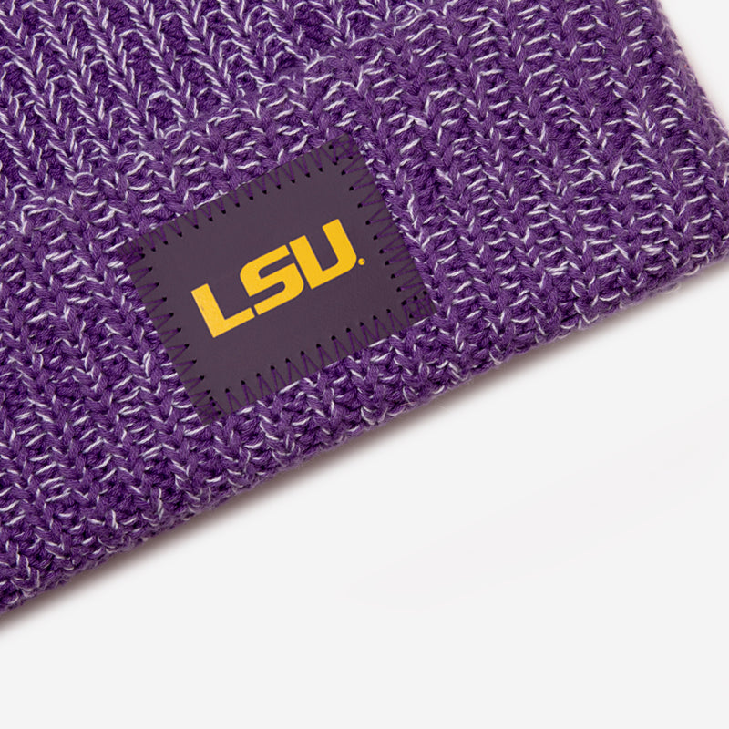 LSU Tigers Purple and White Speckled Speckled Pom Beanie