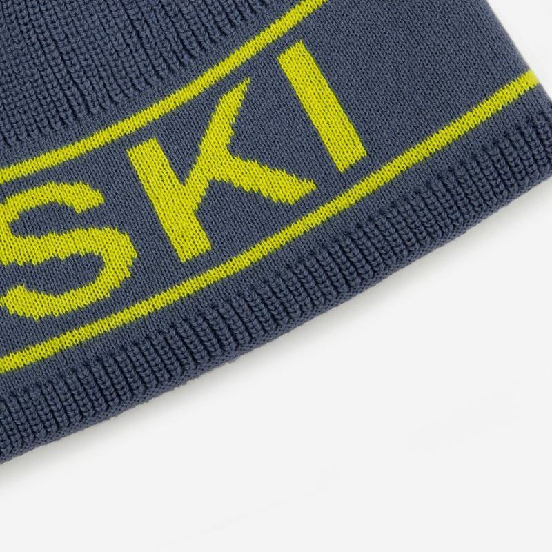 Light Charcoal and Chartreuse Ski Beanie