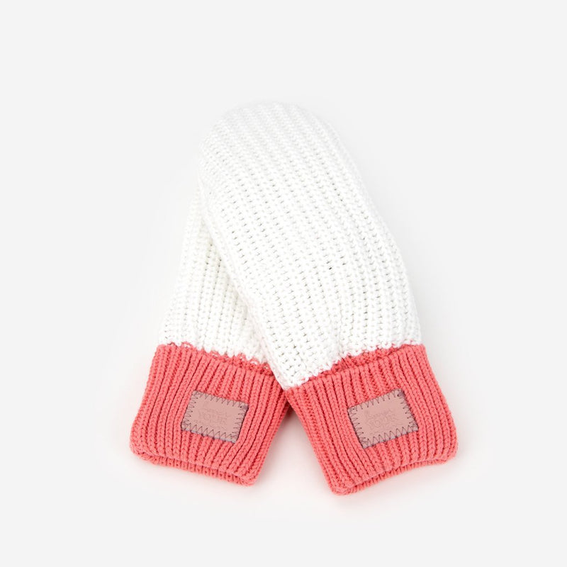 White and Salmon Mittens