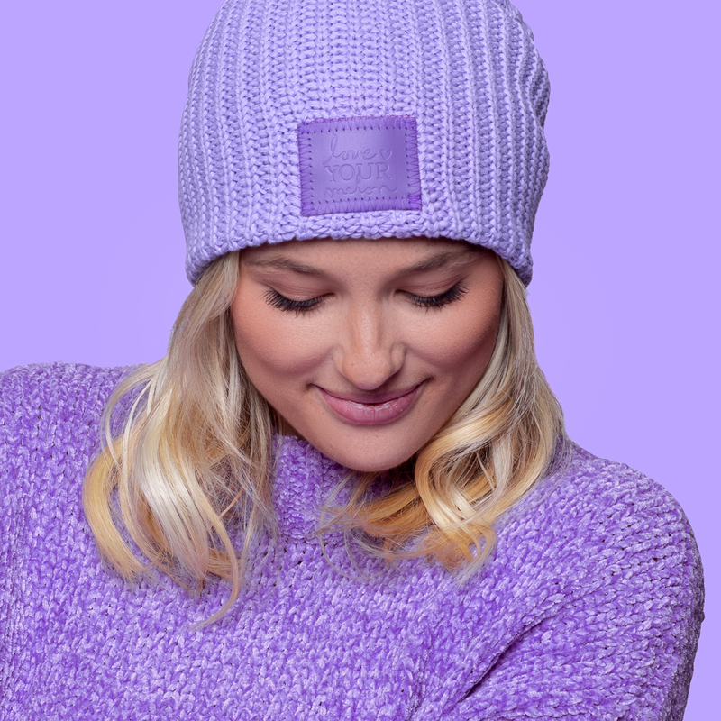 Purple hot sale beanie hat