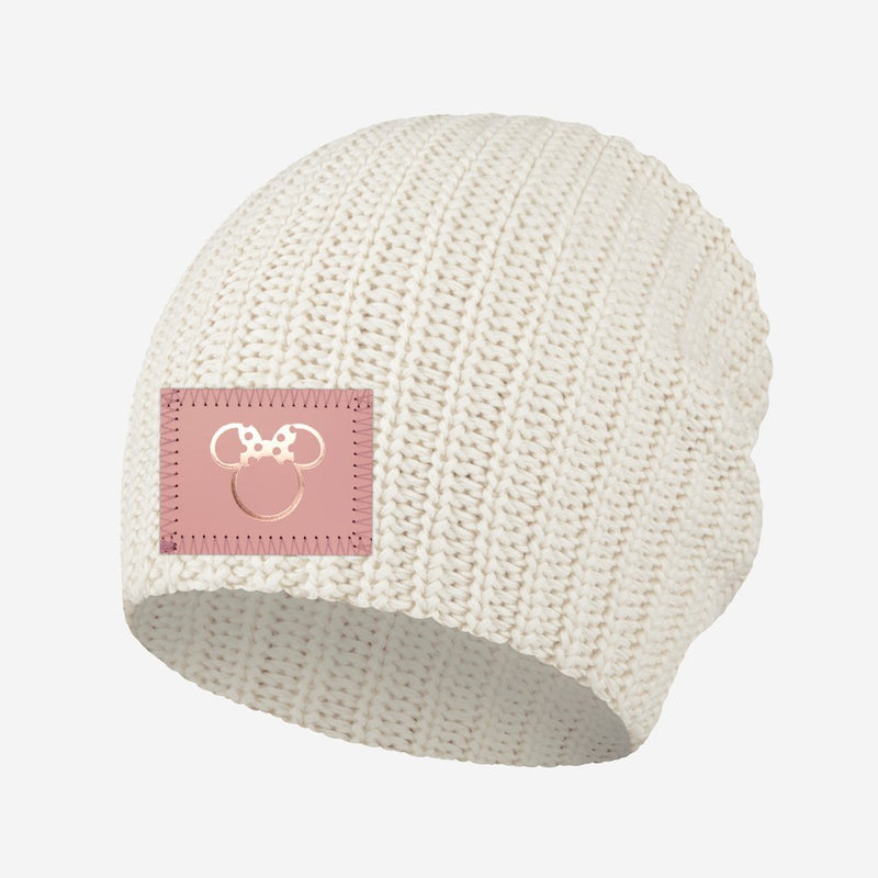 Minnie Mouse Outline Rose Foil Natural Beanie