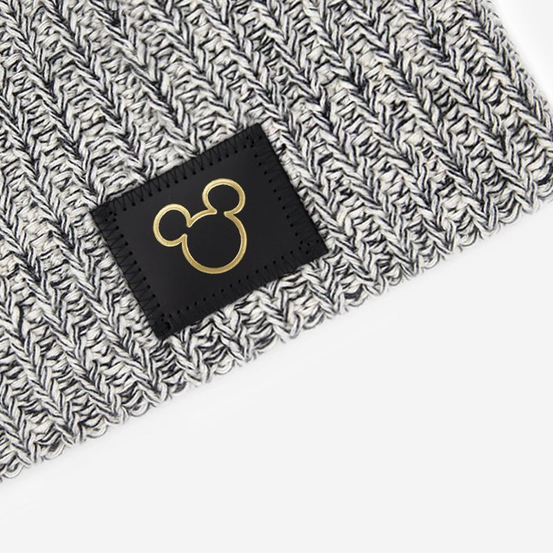 Mickey Mouse Gold Foil Outline Black Speckled Beanie