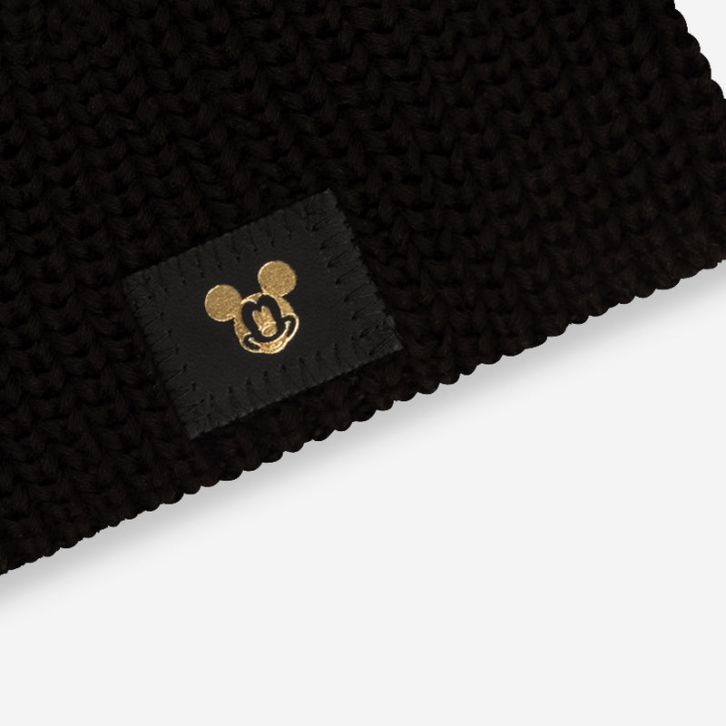 Black Mickey Mouse Lightweight Double Pom Baby Beanie
