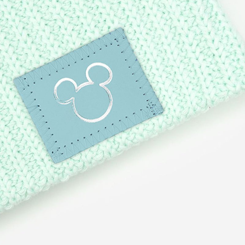 Mickey Mouse Silver Foil Outline Seafoam Beanie