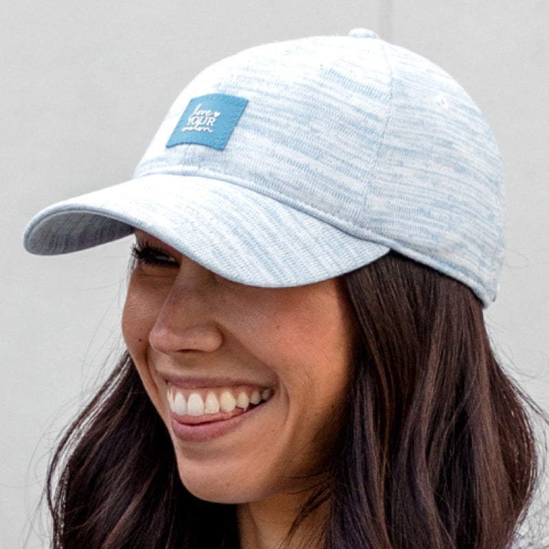 White and Cyan Speckled Hero Cap