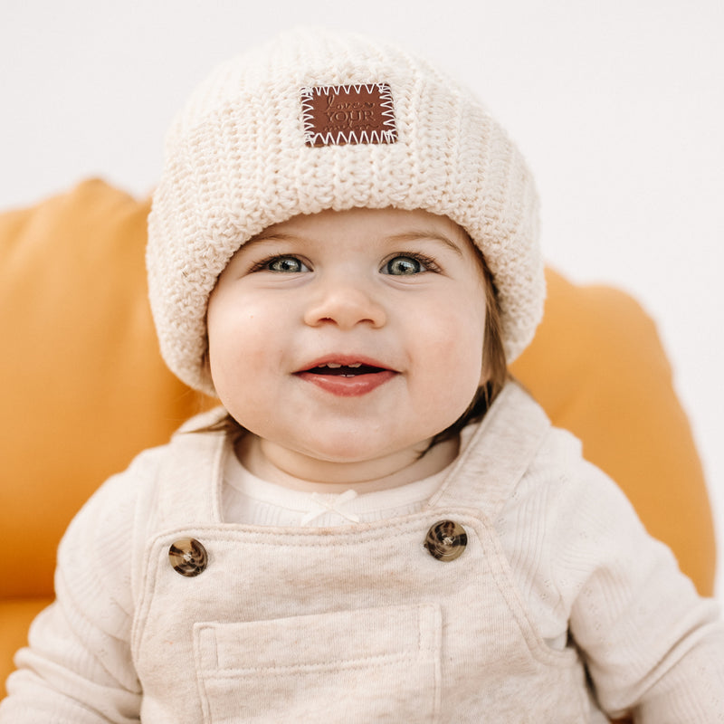 Toddler White Speckled Cuffed Beanie
