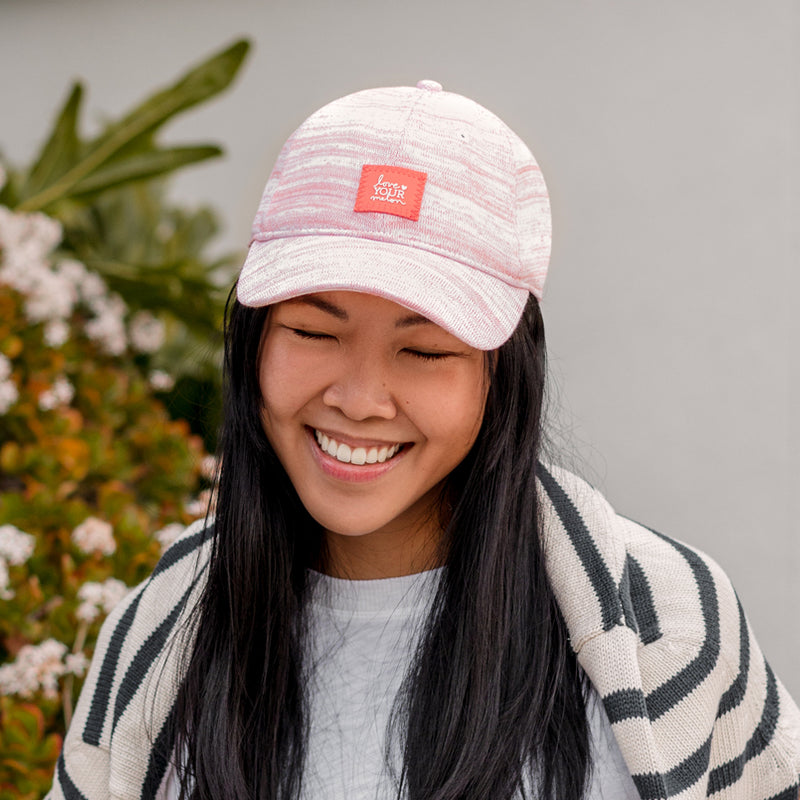 White and Coral Speckled Hero Cap