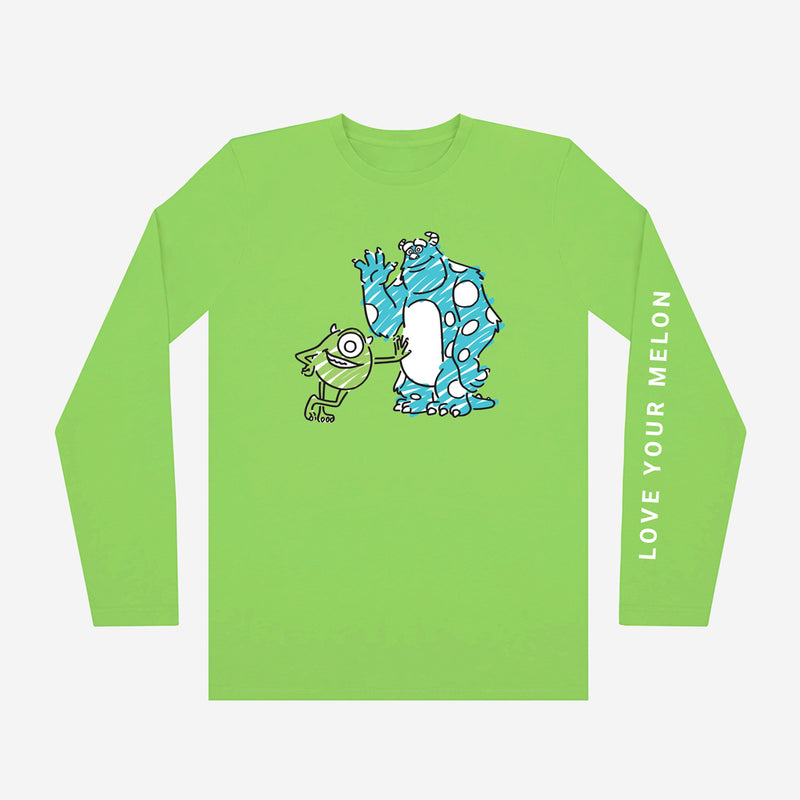 Monsters Inc Mike and Sully Lime Green Long Sleeve Shirt