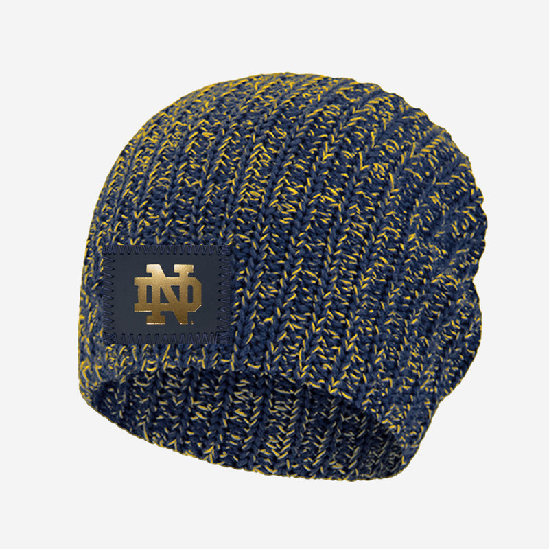 Notre Dame Fighting Irish Navy and Yellow Speckled Beanie