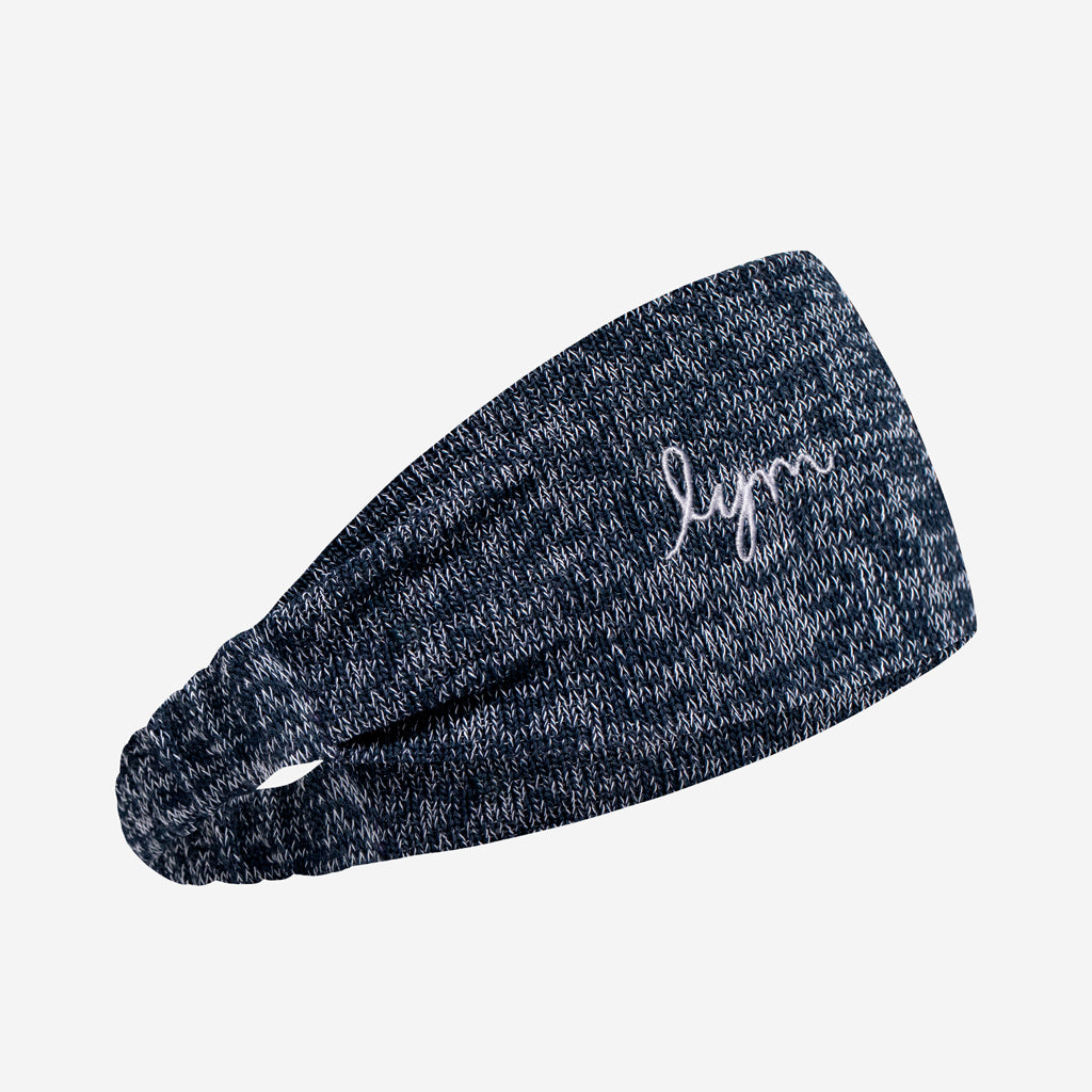 Navy and White Speckled FitKnit LYM Scrunch Headband