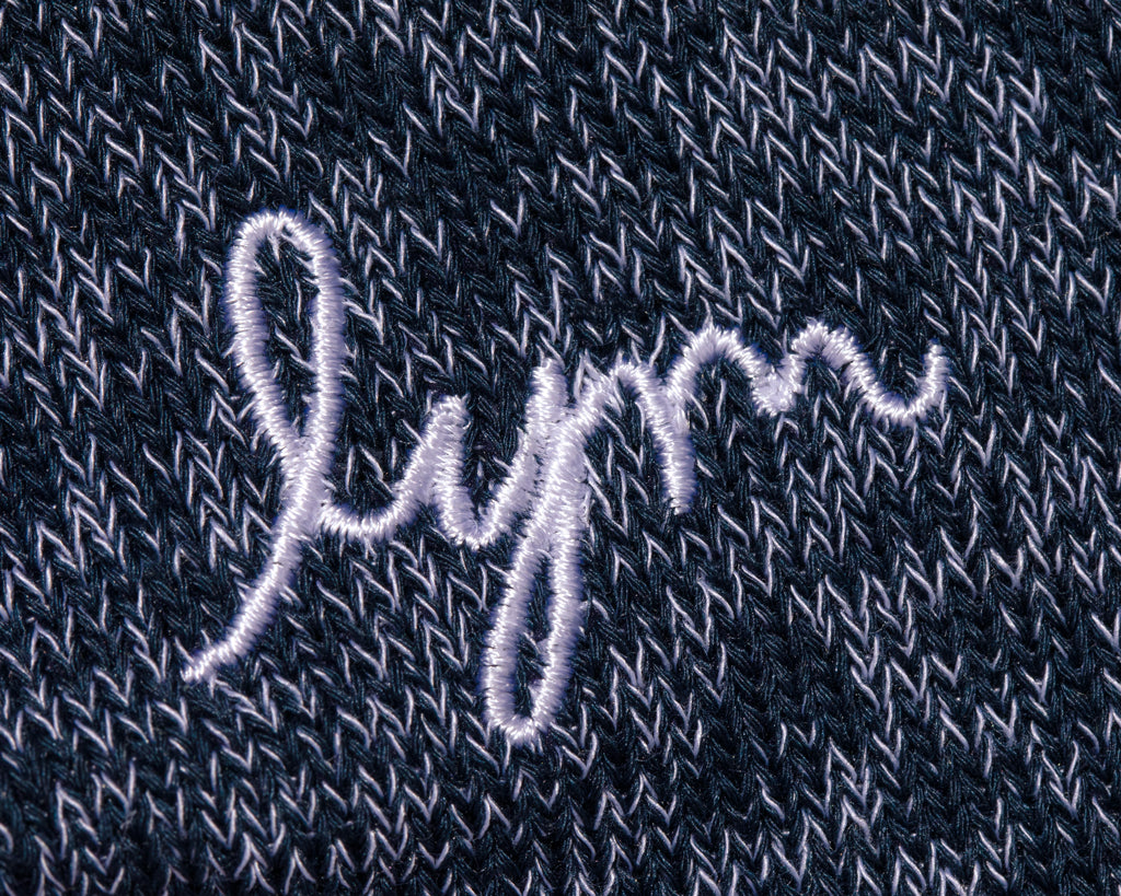 Navy and White Speckled FitKnit LYM Scrunch Headband