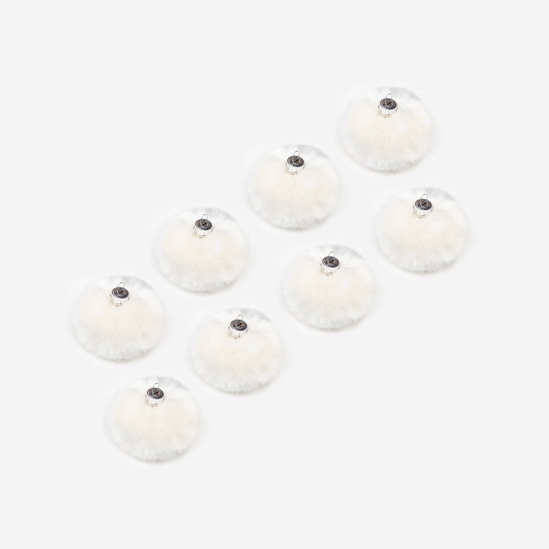 White Faux Fur Pom Ornaments (8-pack)
