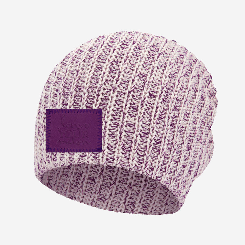 Mulberry Speckled Beanie (Purple Leather Patch)