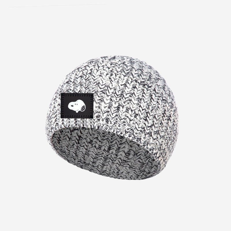Snoopy Black Speckled Black Patch Lightweight Baby Beanie
