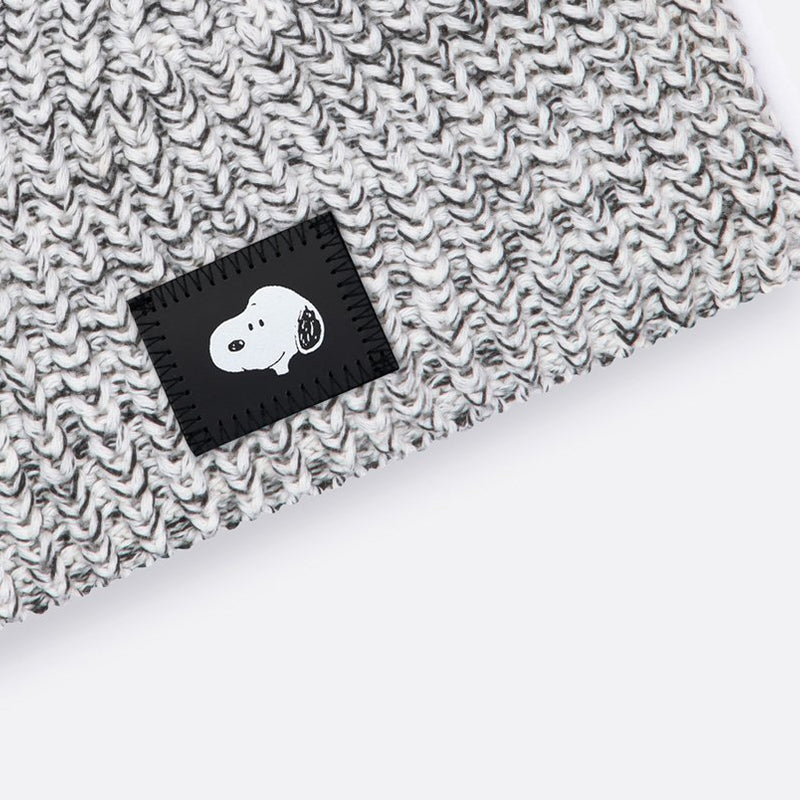 Snoopy Black Speckled Black Patch Lightweight Baby Beanie